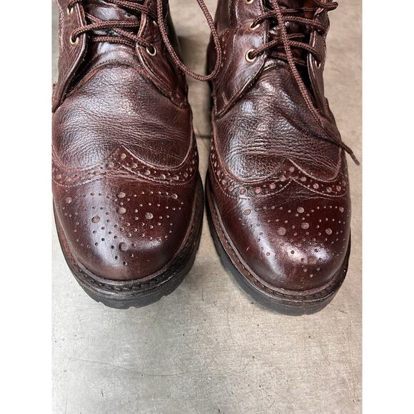 Allen Edmonds Long Branch Boots 6021 Wingtip Brown Leather Brogue Size 13 D - Picture 3 of 14